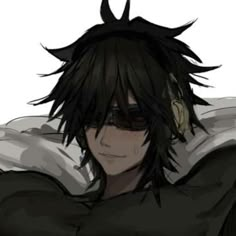 an anime character with black hair and sunglasses