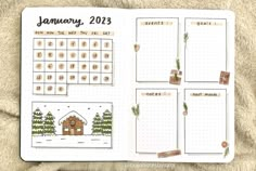 an open planner with christmas decorations on it