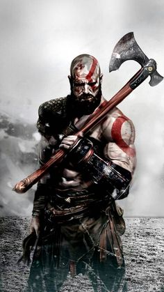 Kratos Kratos Wallpaper, Mythology Wallpaper, Desenho Tattoo, Main Game, Fantasy Warrior, Norse Mythology, Video Game Art