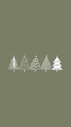 a line of christmas trees on a green background with the words merry written in white