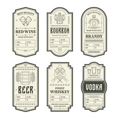 four different types of wine labels