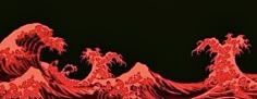 an image of the great wave in red and black