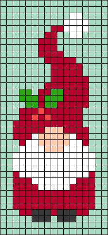 a cross stitch pattern with an image of a santa clause in red and green colors