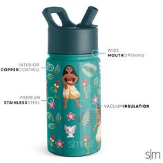 Vacuum Insulated:    Keep your drink cold for hours with the double-walled, insulated stainless steel water bottle for kids.   Leak Proof Straw Lid:    Our BPA-free kids' water bottle with straw lid is leak-proof when the nozzle is in the closed position.   Cupholder Friendly:    The 10oz-22oz Summit water bottles fit in most cup holders.    Not intended for Hot Liquids:  Pressure may build in the bottle causing leaks or spills.     Not for children under 3 years old.   US Patent Pending Disney Water Bottle, Kotak Bekal, Stylish Water Bottles, Spiderman Kids, Reusable Tumbler, Kids Water, Bottle With Straw, Disney Moana, Carbonated Drinks