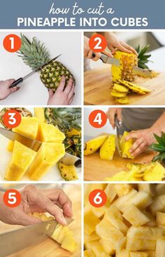 how to cut a pineapple into cubes and use them as a cutting board