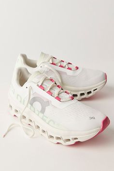 On Cloudmonster Sneakers Pink On Clouds, Cute Running Shoes, On Cloudmonster, Sports Items, Cloud Shoes, Wishlist 2024, Preppy Shoes, Pretty Shoes Sneakers, On Clouds