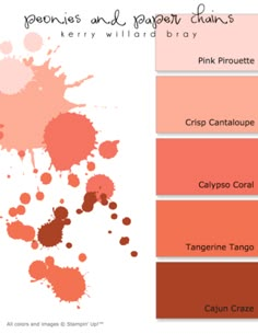 an orange and pink color scheme with the names of different colors on it, including watercolor