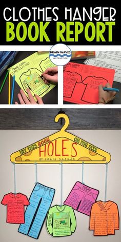 clothes hanger book report for kids to use in the classroom or on the wall