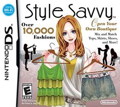 the game cover for style savy over 100 fashions, with an image of a woman holding clothes