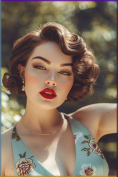 Vintage Hair How To, 1950s Pinup Hair, Hollywood Glam Short Hair, 1950s Bob Hairstyles, Vintage Glam Hairstyles, 1950s Short Hairstyles, Short Pinup Hairstyles, 50 Hairstyles 1950s, 1950s Bob