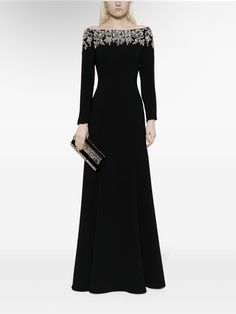 Party Dress Classy, Off Shoulder Evening Dress, Long Sleeve Dress Formal, Designer Evening Dresses, Embellished Gown, Royal Outfits, Jenny Packham, Elegant Dresses For Women, Trendy Fashion Outfits