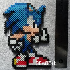 an image of sonic the hedgehog made out of perler beads