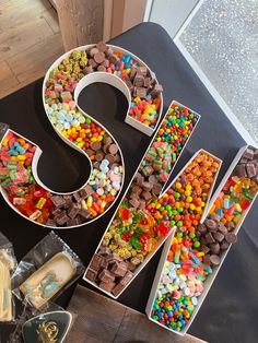 the letter s is made out of candy and candies