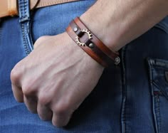 Steampunk Leather, Leather Jewellery, Brown Leather Bracelet, Coin Pendant Necklace, Men Bracelet, Leather Art, Leather Work, Steam Punk, Leather Diy