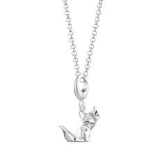 Crafted from recycled 925 sterling silver this cunning fox charm necklace features smooth polished surfaces with angular edges to mimic folds of paper and giving it a geometric style. Inspired by the Japanese art of paper folding, this three-dimensional origami fox design will make an unusual and fun jewellery gift to symbolise good luck, enthusiasm and intelligence.  All our charms attach with a clip-on clasp and are compatible with all other leading charm jewellery brands. Simply clip-on or sl Balloon Necklace, Foxes Necklace, Silver Horse, September Birthstone Jewelry, Gold Charm Necklace, Men's Jewelry Rings, Jewelry Ring Box, Pearl Jewellery Earrings, Evil Eye Jewelry