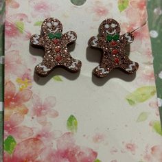 Brand New Smoke And Pet Free *Priced Firm* 10/8 1 Gingerbread Man Earrings, Men Earrings, Women Accessories Jewelry, Gingerbread Man, Jewelry Stores, Women's Accessories, Gingerbread, Jewelry Accessories, Glitter