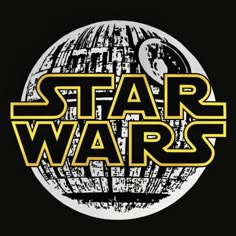 the logo for star wars, which is written in yellow and black on a black background