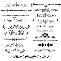 a set of ornate design elements