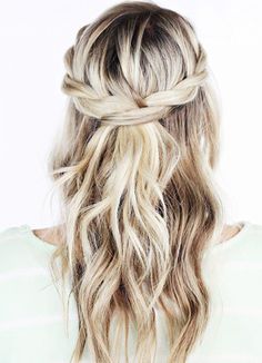 The twisted half-up do Braid Crown Tutorial, Weekend Hair, Wedding Guest Hairstyles, Fishtail Braid, Wedding Hair Down, Penteado Cabelo Curto, Half Up Hair, Wedding Hair And Makeup, Hair Dos