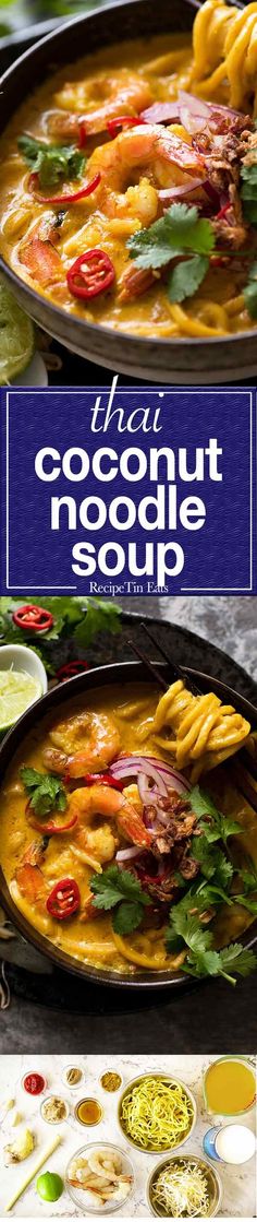 the cover of thai coconut soup is shown