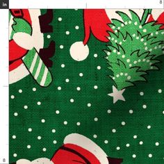 a green and white christmas background with santa hats