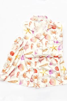 Sea Life Satin Pajamas – Spikes and Seams Sea Shell Pattern, Silk Pj Set, Cute Pajama Sets, Bridal Party Robes, Summer Pajamas, Wedding Robe, Cute Pajamas, Bachelorette Weekend, Bridesmaid Robes