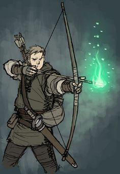 a drawing of a man with a bow and arrow