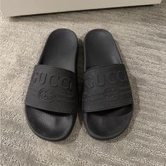 Lightly Worn Euro Size 41 Gucci Slides, Shoes Gucci, Gucci Black, Gucci Shoes, Slides, Women Shoes, Gucci, Women Shopping, Black