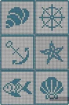 the cross stitch pattern is designed to look like it has been made in blue and white