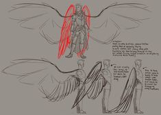 an image of how to draw angel wings with pencils and marker on gray paper