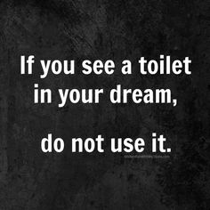 a black and white photo with the words if you see a toilet in your dream, do not use it