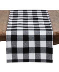 a black and white checkered table runner