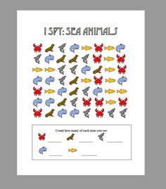 i spy sea animals worksheet for kids to learn how to read the words