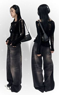 Outfit Ideas Opiumcore, Acubi Black Outfits, 90s Whimsical Goth Fashion, Asian Grunge Outfits, Opiumcore Aesthetic Outfit, Futuristic Minimalism Fashion, Dark Wave Fashion, Opiumcore Outfits Winter, Generic Outfits