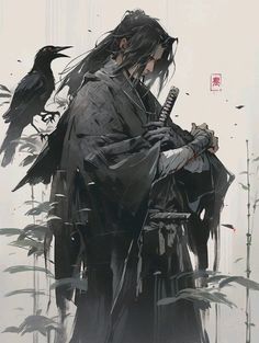 Guerriero Samurai, Women With Long Hair, Ronin Samurai, Japanese Art Samurai, Warrior Concept Art, Samurai Anime, Short Haircut Styles