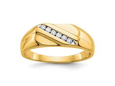 men's gold ring with diamonds on the side, set in 18k yellow gold