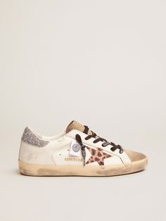 Crystal sneaker Women's Super-Star LTD | Golden Goose Cheetah Print Shoes, Random Tips, Golden Family, Silver Heel, Constantly Evolving, Crystal Heels, Exclusive Sneakers, Golden Goose Sneakers, Crystal Stars