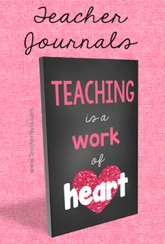 a book cover with the words teaching is a work of heart on it and a pink background