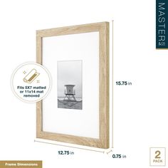 a wooden frame is shown with measurements for the size and shape of the wall hanging