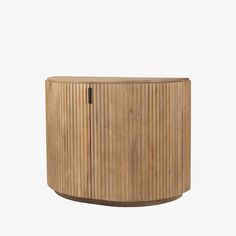 the sideboard is made out of wood and has a curved design on one end