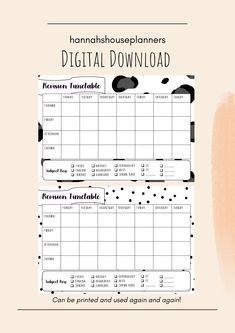 two printable planner pages with the words, digital download