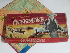 an old fashioned game with gunsmoke on the front and in the back side