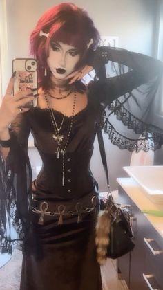 goth girl #goth #gothgirl #alternative #ankh #gothoutfit #killstar #tradgoth #punksnotdead #gothic Goth Vampire Halloween Costume, Gothic Accessories Jewellery, Goth Icon, Goth Outfit Inspo, Goth Eye Makeup, Movie Day, Goth Fits