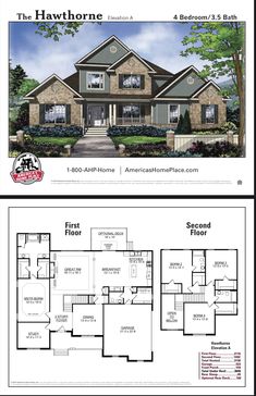 two story house plans with front and back porches, second floor bedroom and living room