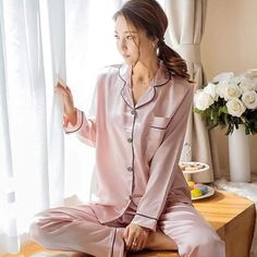 Two Piece Loungewear, Satin Pajamas Set, Satin Pyjama, Satin Nightwear, Pyjama Satin, Couple Pajamas