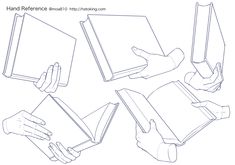 four hands holding open books in different positions