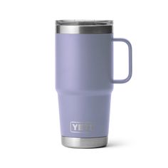 the yeti travel mug is shown in lavender