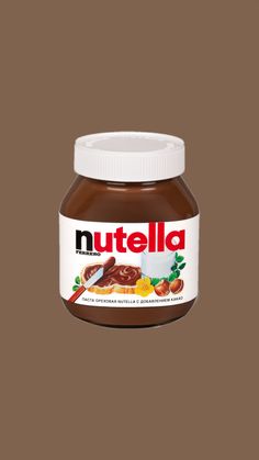 nutella peanut butter spread in a jar on a brown background with the word nutella written