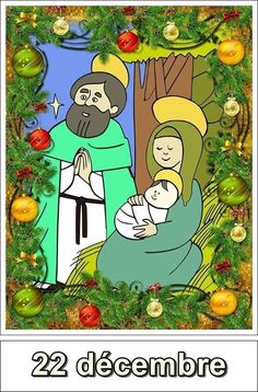 a christmas card with the image of jesus and mary holding a child in his arms