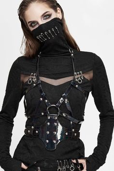 Deluxe Patent Harness Belt Dbh Oc, Cybergoth Outfits, Body Harness Outfits, Diy Armor, Harness Outfit, Garter Black, Goth Things, Rock Style Outfits, Witch Moon